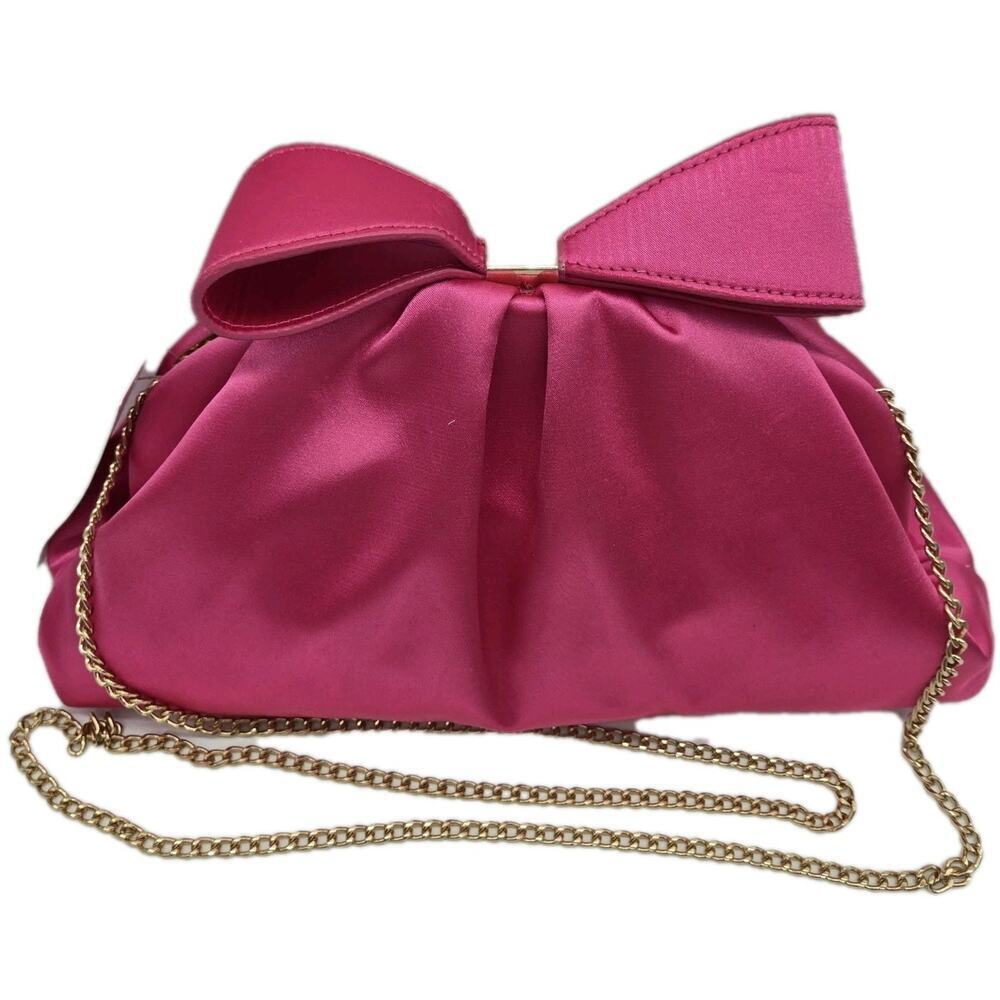 Marilyn Monroe Hot Pink Bow Clutch Crossbody Snap Purse Satin Look Coquette NEW